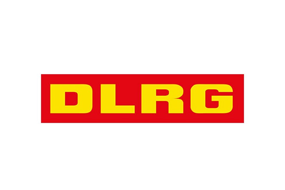 Logo der DLRG. Logo der DLRG auf weißem Hintergrund, bestehend aus roten und blauen Elementen, die Wasserrettung symbolisieren.